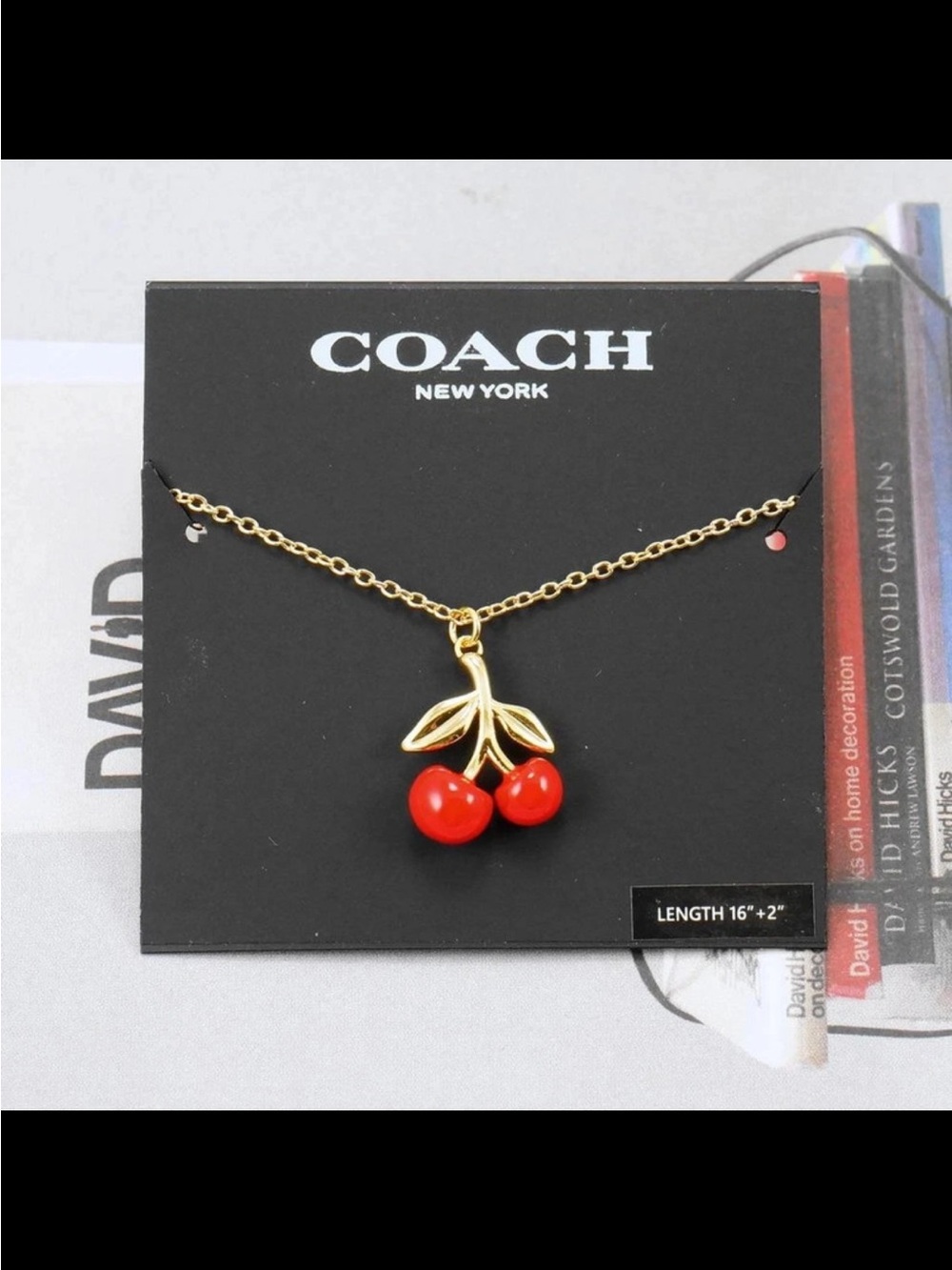 Coach Gold-Tone Cherry Pendant Necklace - Red